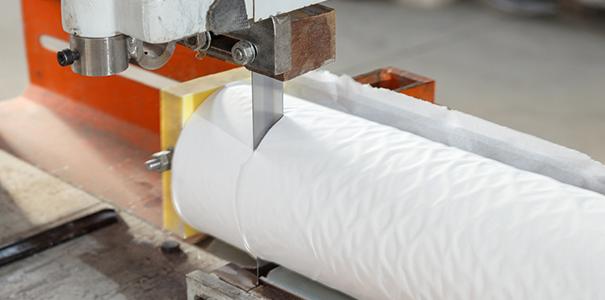 Toilet paper being made at manufacturing plant